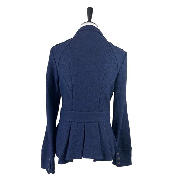 Elevenses Blazer 4 Button Closure Wool Blend Princess Seams Navy Blue Size 6 - Picture 4 of 13